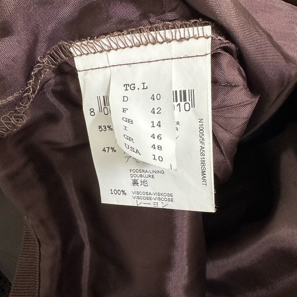 OPPIO Italy Luxury Taffeta Bronzed Brown Exposed Seams Tiered Flounce Sz M L - Picture 9 of 14